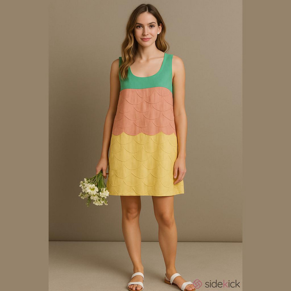 Modcloth Chocolate Martini Pastel Scallop Dress Size 18